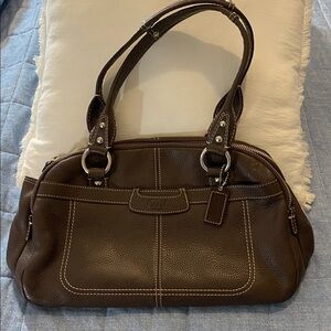 Rich Chocolate Brown Pebbled Leather Coach Penelope Shoulder Bag